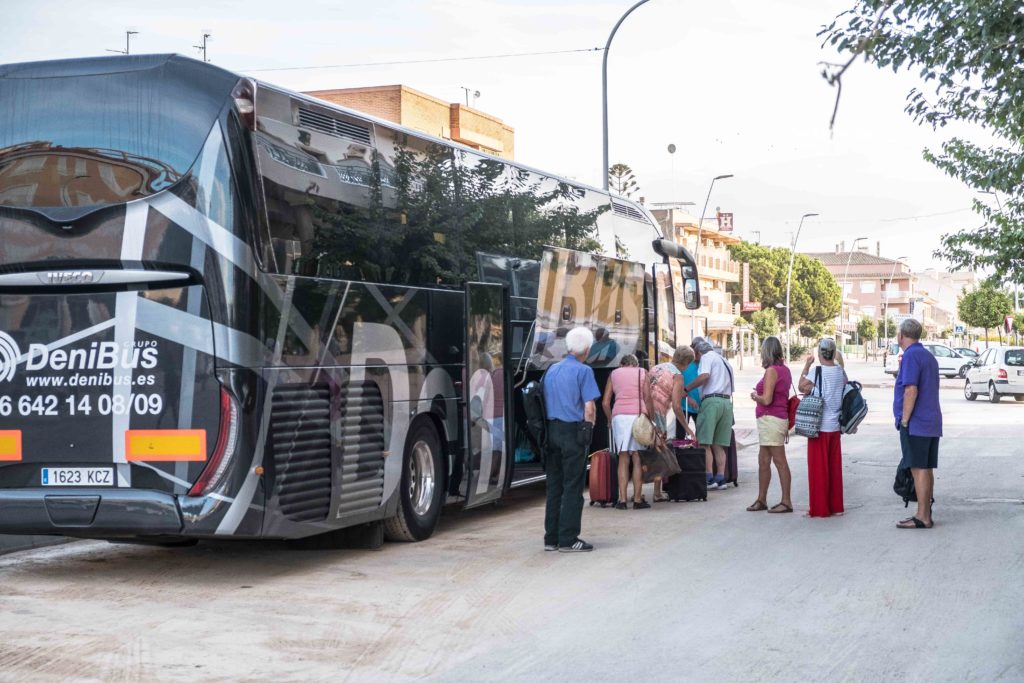 Boarding for a multi-day coach trip, Javea, Spain